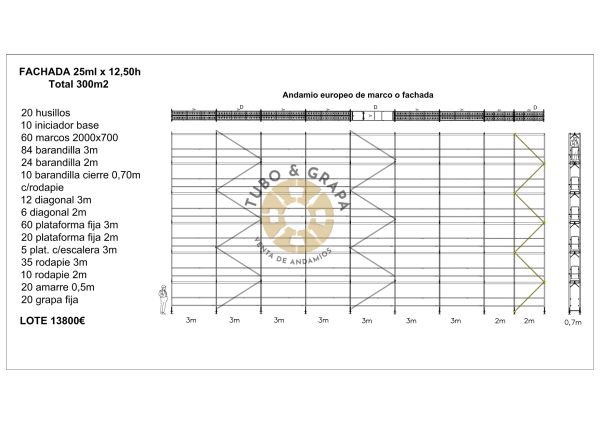 ANDAMIO MARCO R75 300M2 tubo