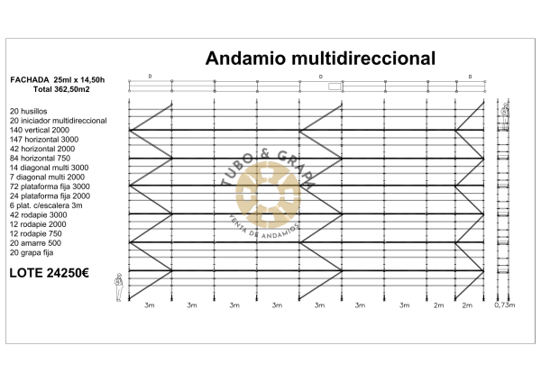 ANDAMIO MULTI 362 50M2 tubo