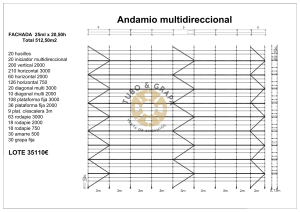 ANDAMIO MULTI 512 50M2 tubo